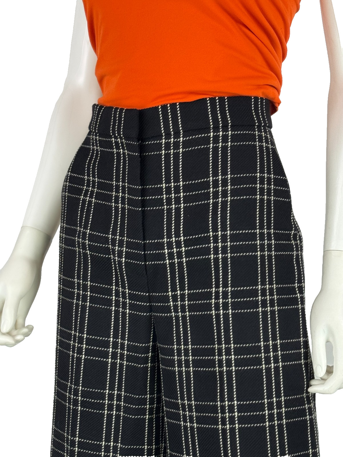 $2K Christian Dior New Black White Wool Dress Pants 4 6 US 40 IT S Culottes Auth