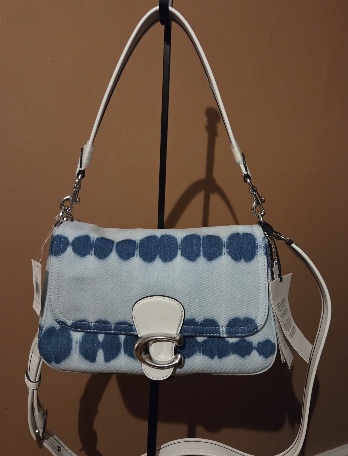 Coach Soft Tabby *RARE* Tie Dye Denim, NWT, Blue/White, Silver Hardware