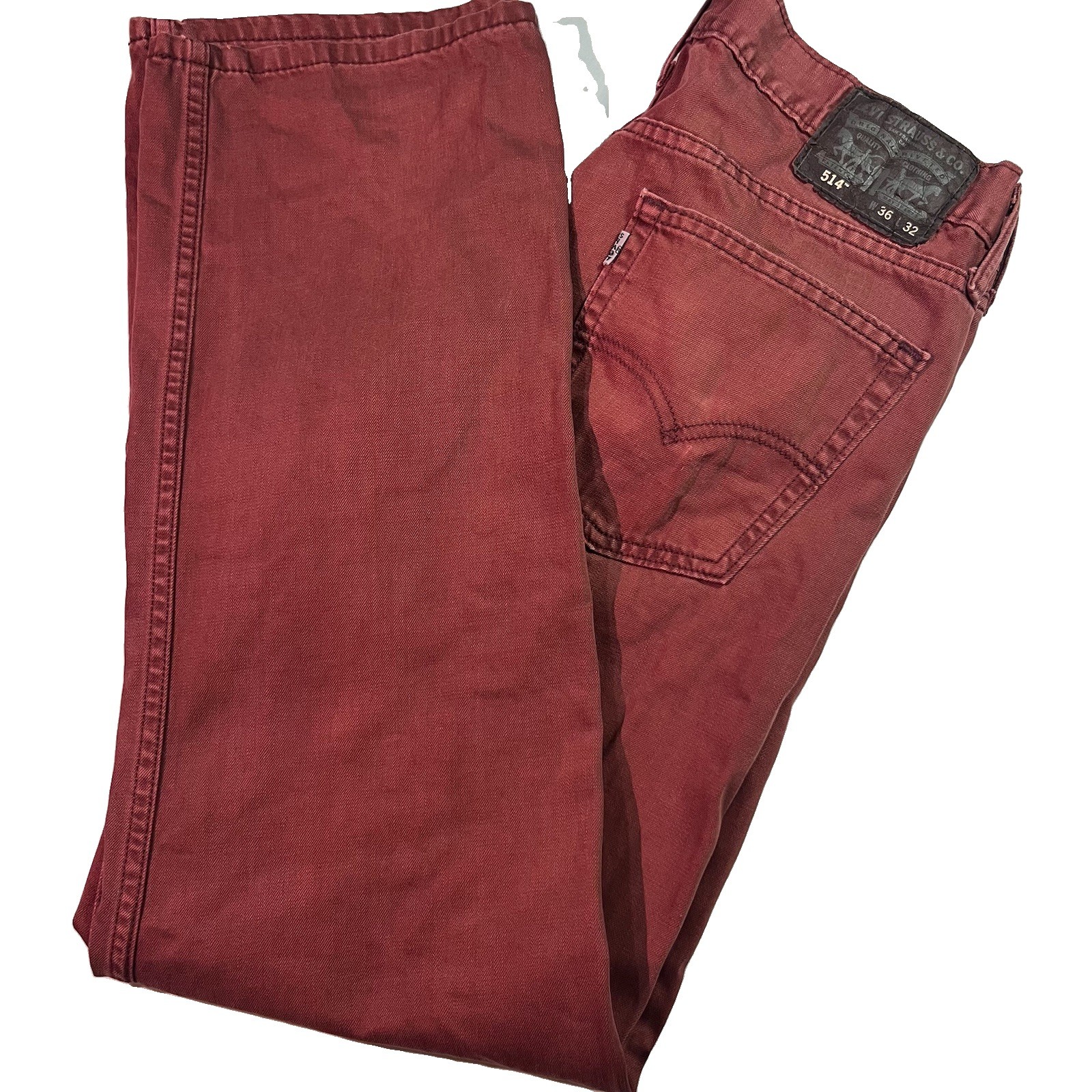 Levi’s 514 Jeans Men’s 36×32 NWT Rust Coral Red Straight Leg Stretch Pants Denim