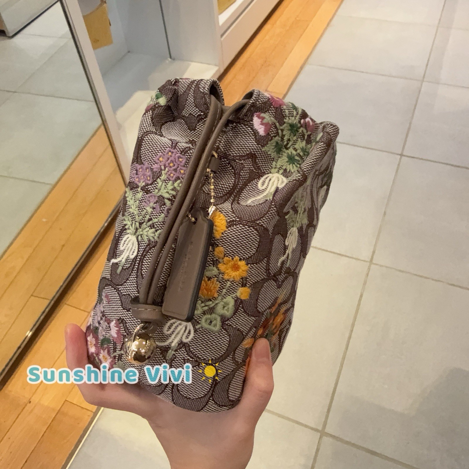 NWT Coach Faye Mini Drawstring Bag Signature Jacquard Floral Embroidery CDZ94