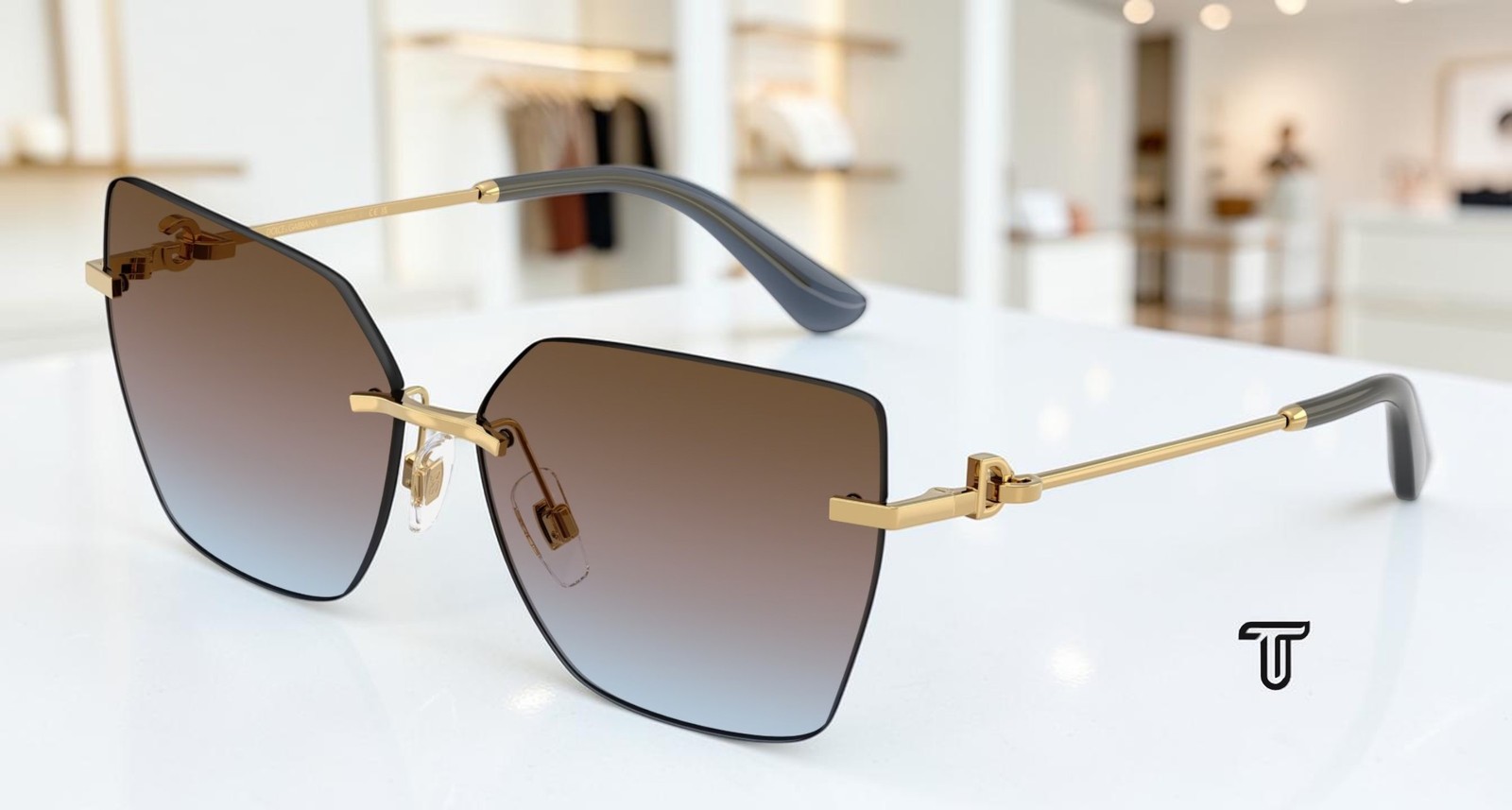 DOLCE & GABBANA DG2321 02 48 Gold Azure Pink Brown Grad 62 mm Women’s Sunglasses
