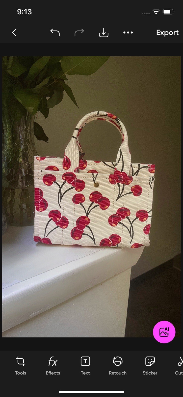Coach Cargo Tote 20 with Cherry Print