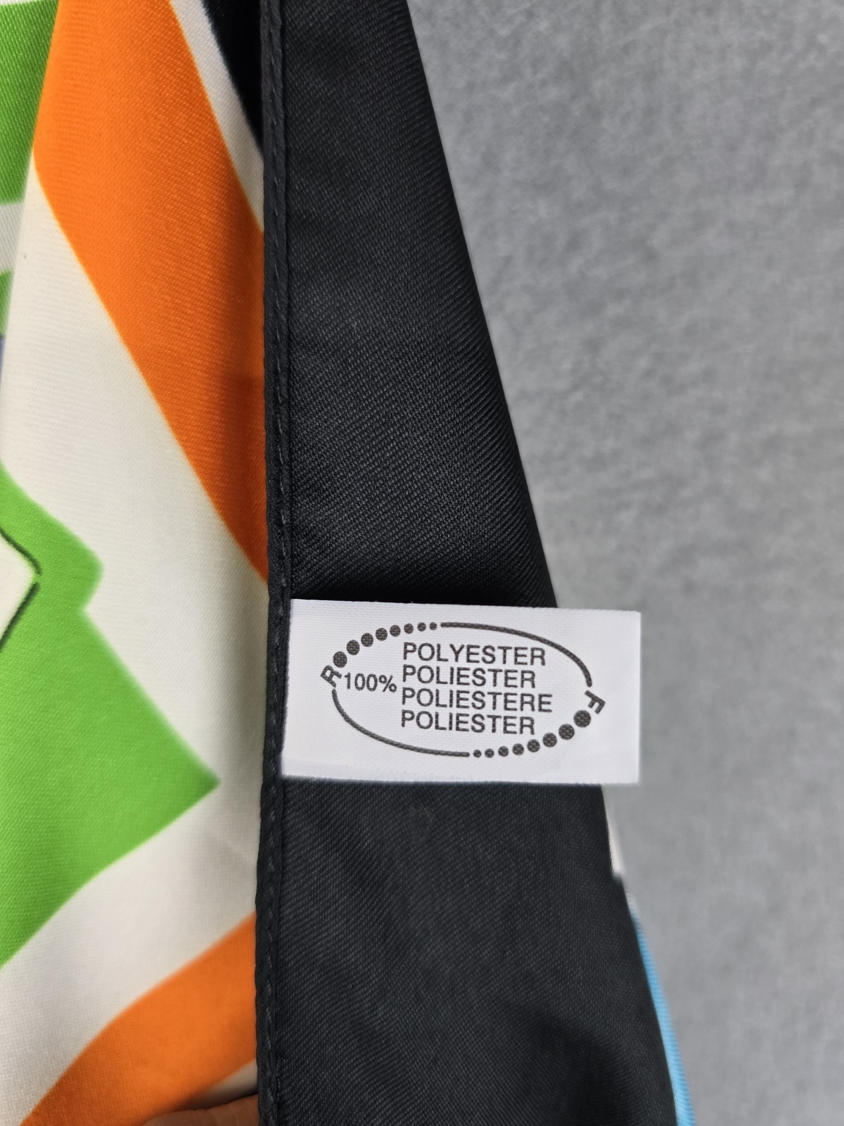 Italian Souvenir Scarf Square Silk Feel Orange Black 33.5 x 34.5 Made in Italy