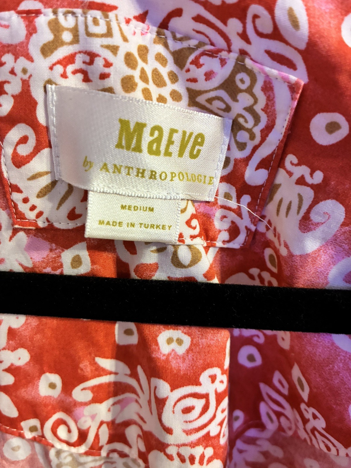 Maeve Babydoll Flutter Sleeve Printed Midi Dress Sz M Boho Chic Cottage Pockets