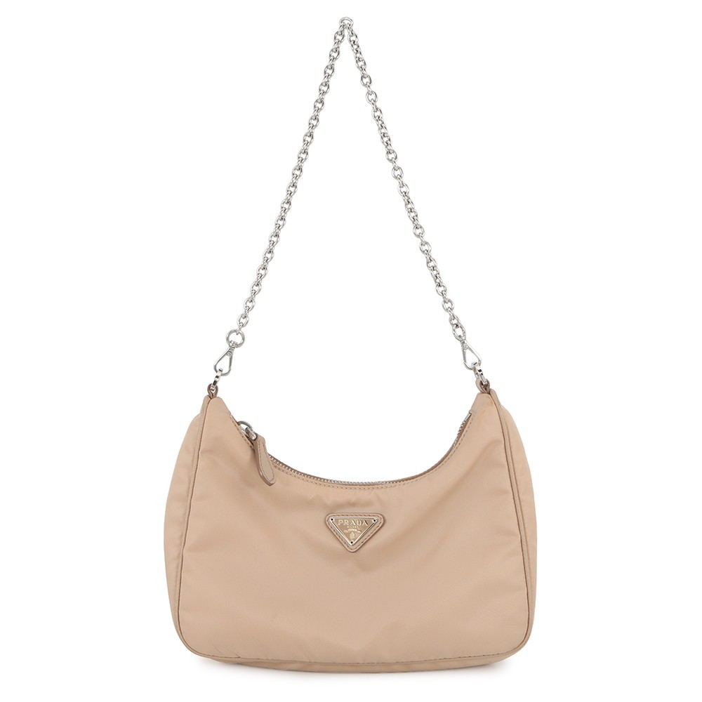 PRADA Re-Edition2005 ChainShoulder Bag Nylon Beige 1BH204