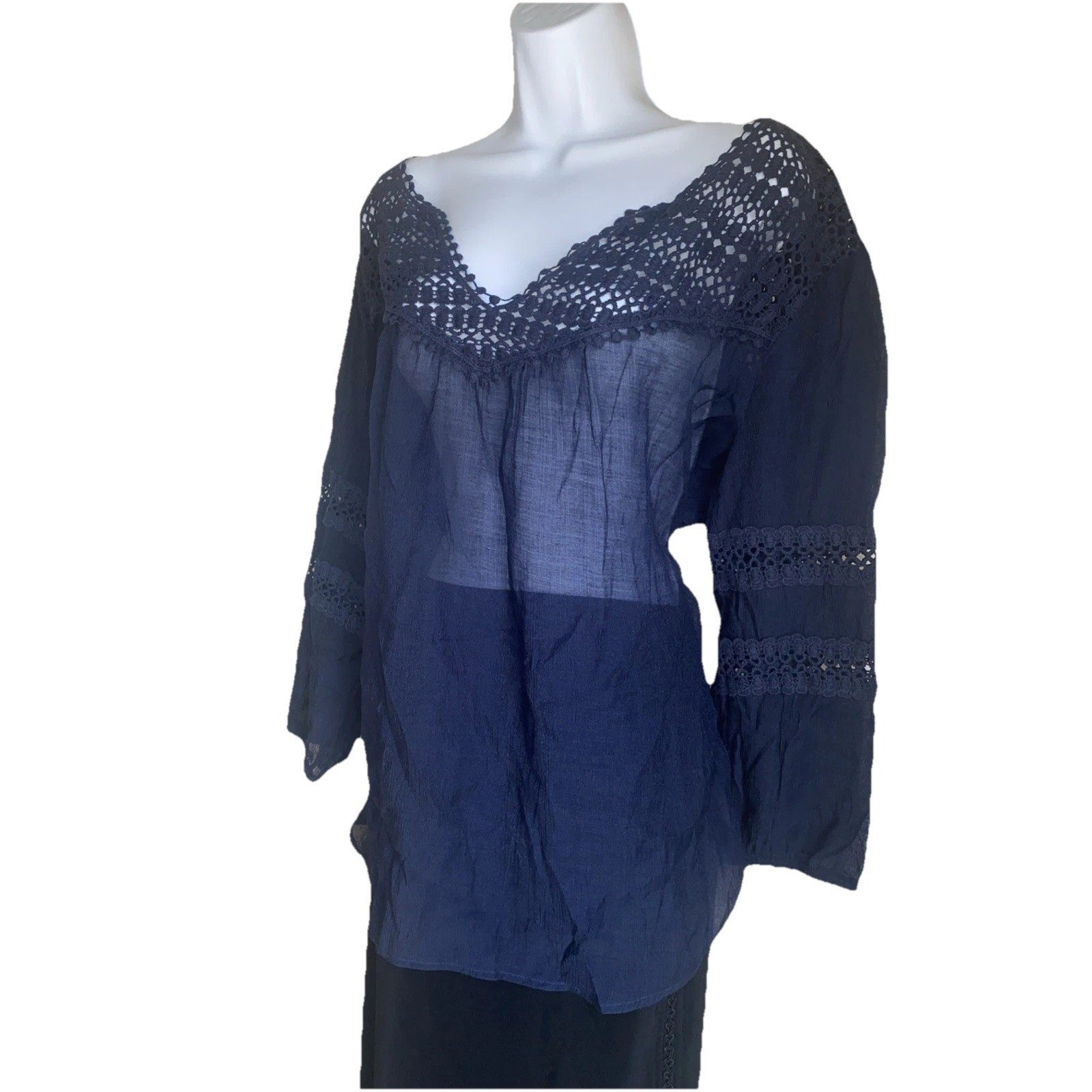 Maurice’s Plus XXL Boho Sheer Crochet Lace Tunic Blouse Cottagecore Whimsigoth