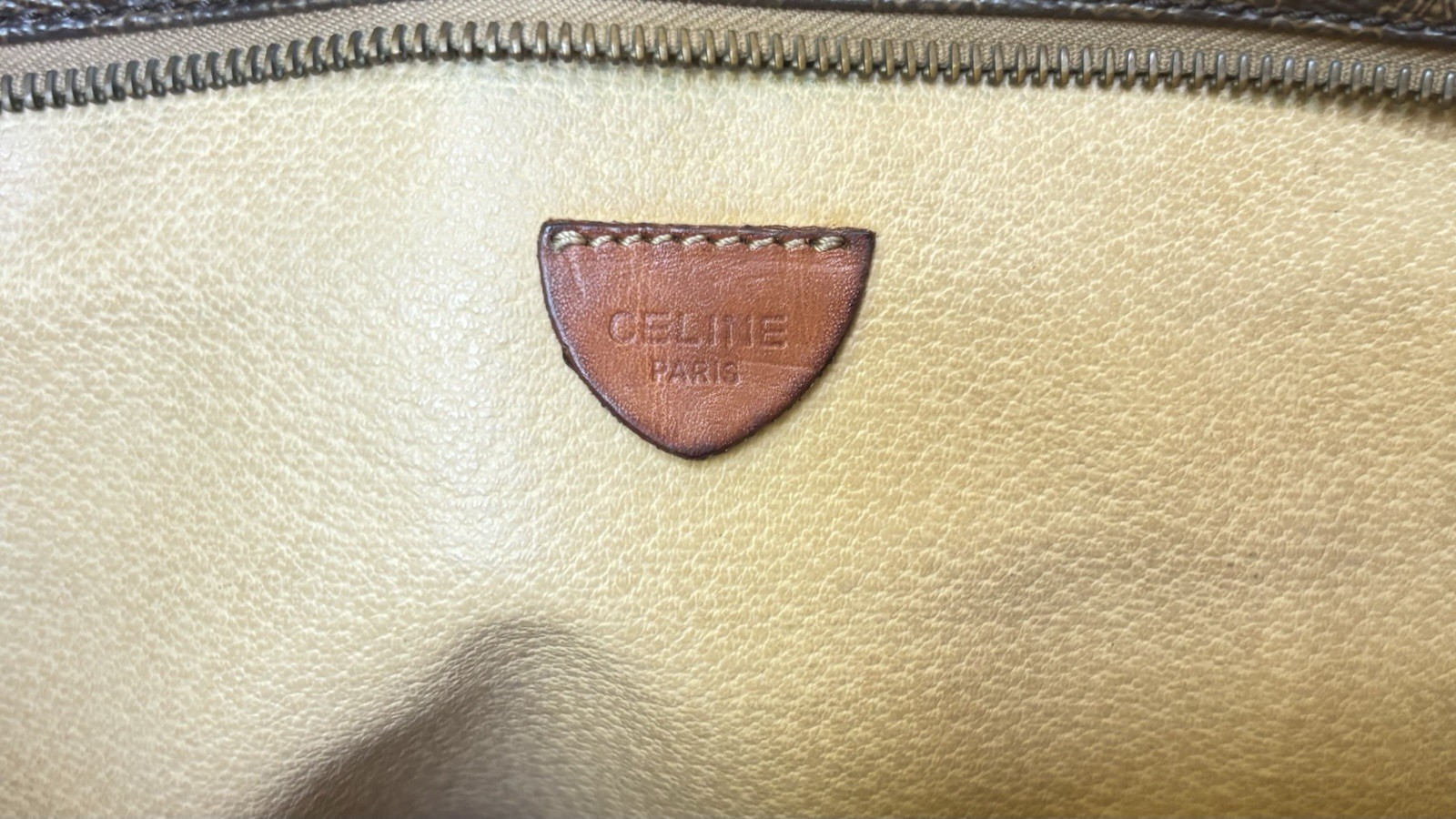 Authentic Celine Vintage Macadam Tote Brown Monogram Canvas Leather Italy Bag