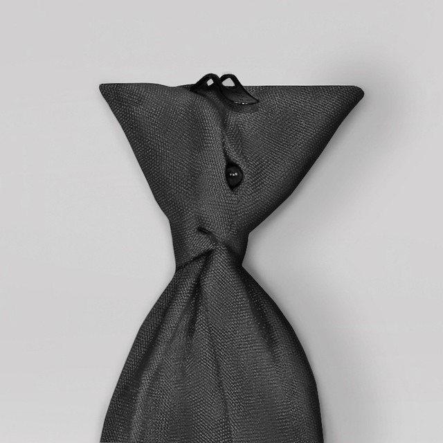SAMUEL BROOME POLYESTER/WOOL CLIP-ON NECKTIE W/ BUTTONHOLES BLACK, 18″ LONG