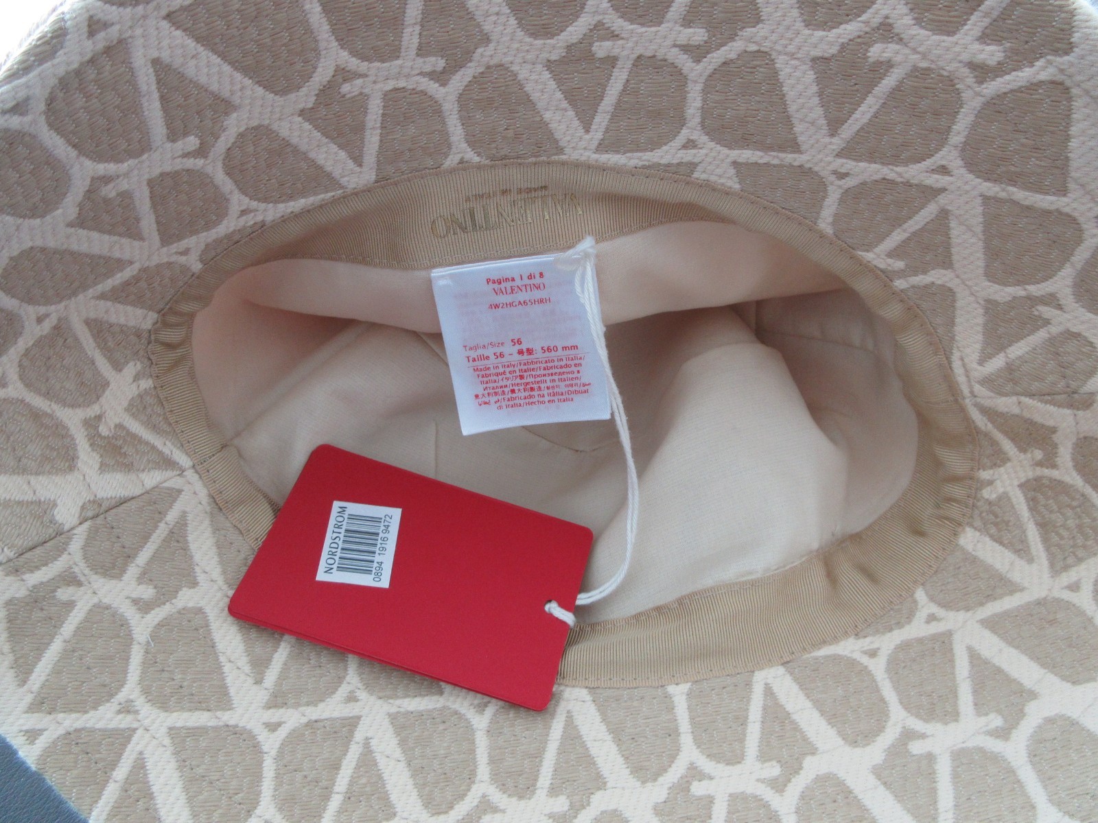 Valentino Garavani VLogo Toile Bucket Hat Color-Avorio size 56 Retail $790