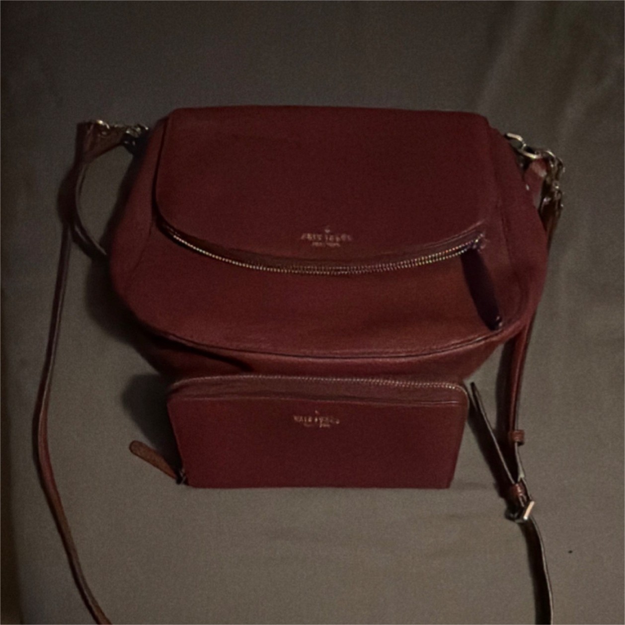 kate spade new york Burgundy Medium Crescent Crossbody Zip Adjustable Strap