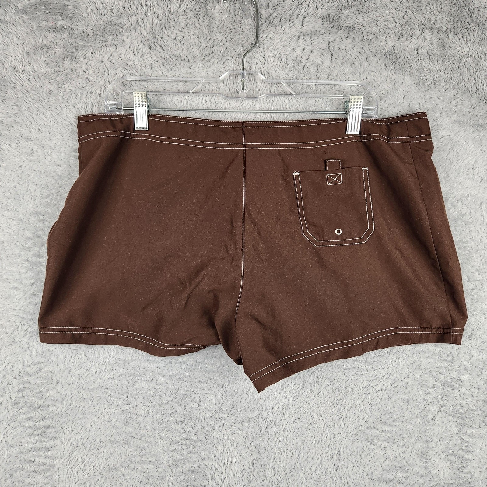 Sand N Sun Swim Shorts Womens Large Brown Beach Surf Pocket Quick Dry Outdoor