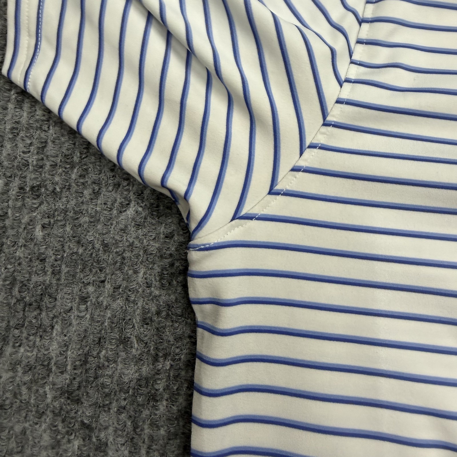 Holderness & Bourne The Sutton Surfside Polo Shirt Mens L White Blue Stripe Golf