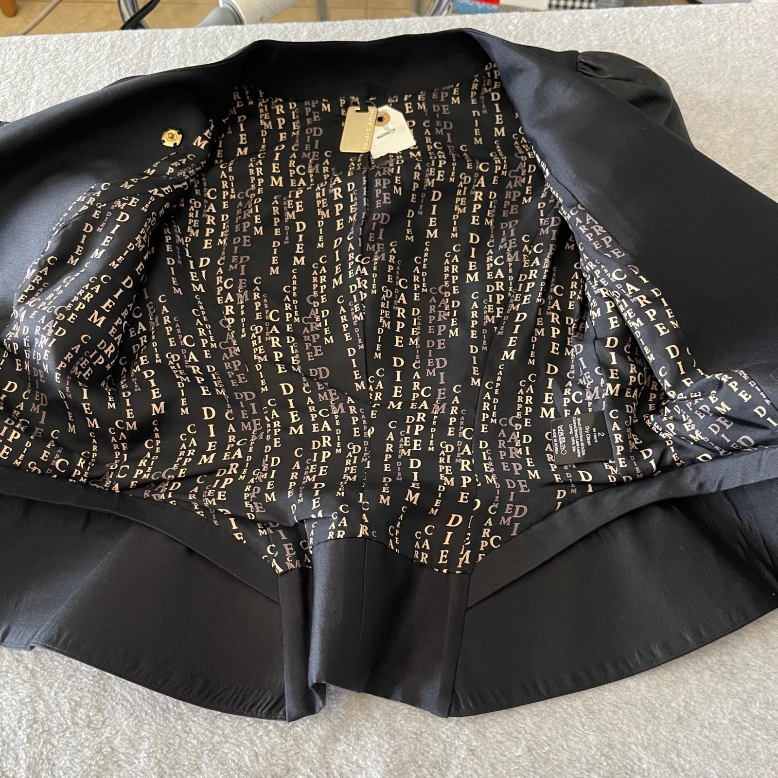 Thomas Wylde Black Structured Jacket SZ 2 Wool Silk Leather Blazer Made in Korea