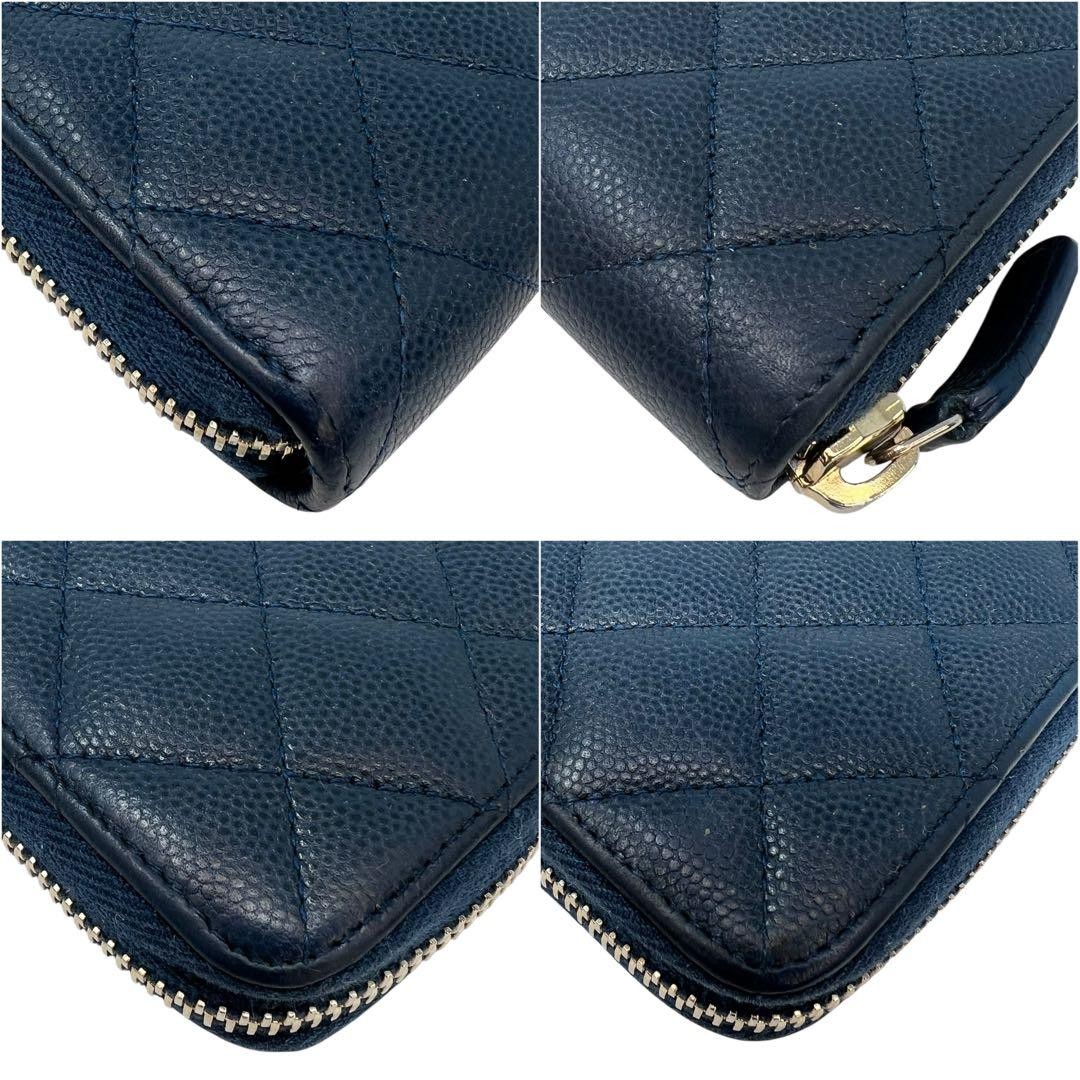 CHANEL Chanel Caviar Skin Matelass Round Zip Long Wallet