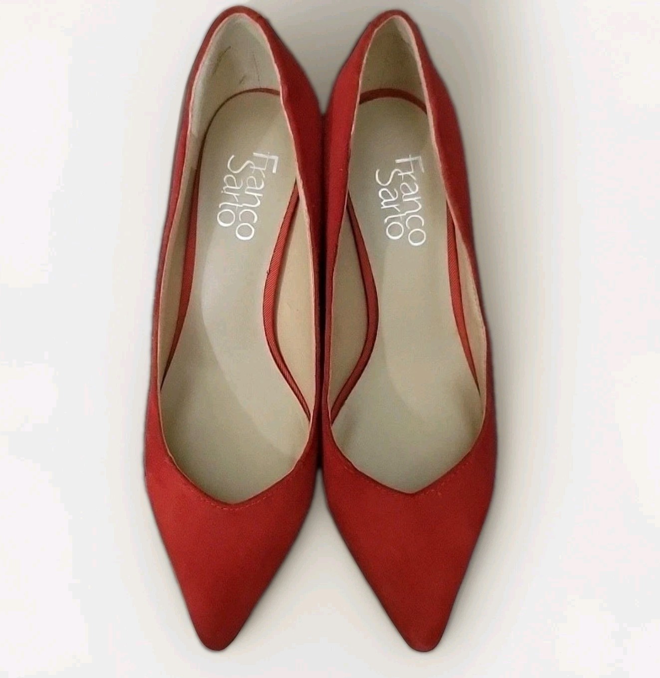 Women’s Red Suede Franco Sarto L-Donnie Kitten Heel Pumps Size 6.5 Gently Worn