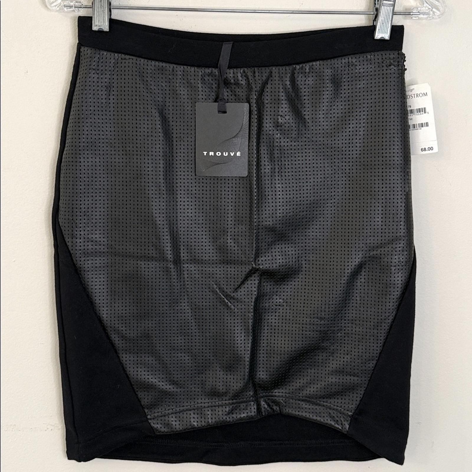 Trouvé Black Faux leather Mesh mini skirt Skirt contemporary fringe style SZ XS