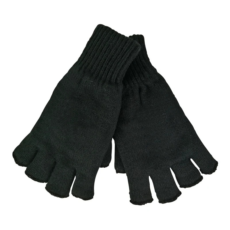 Mens 3M Thinsulate 40 gram Thermal Insulated Black Fingerless Gloves
