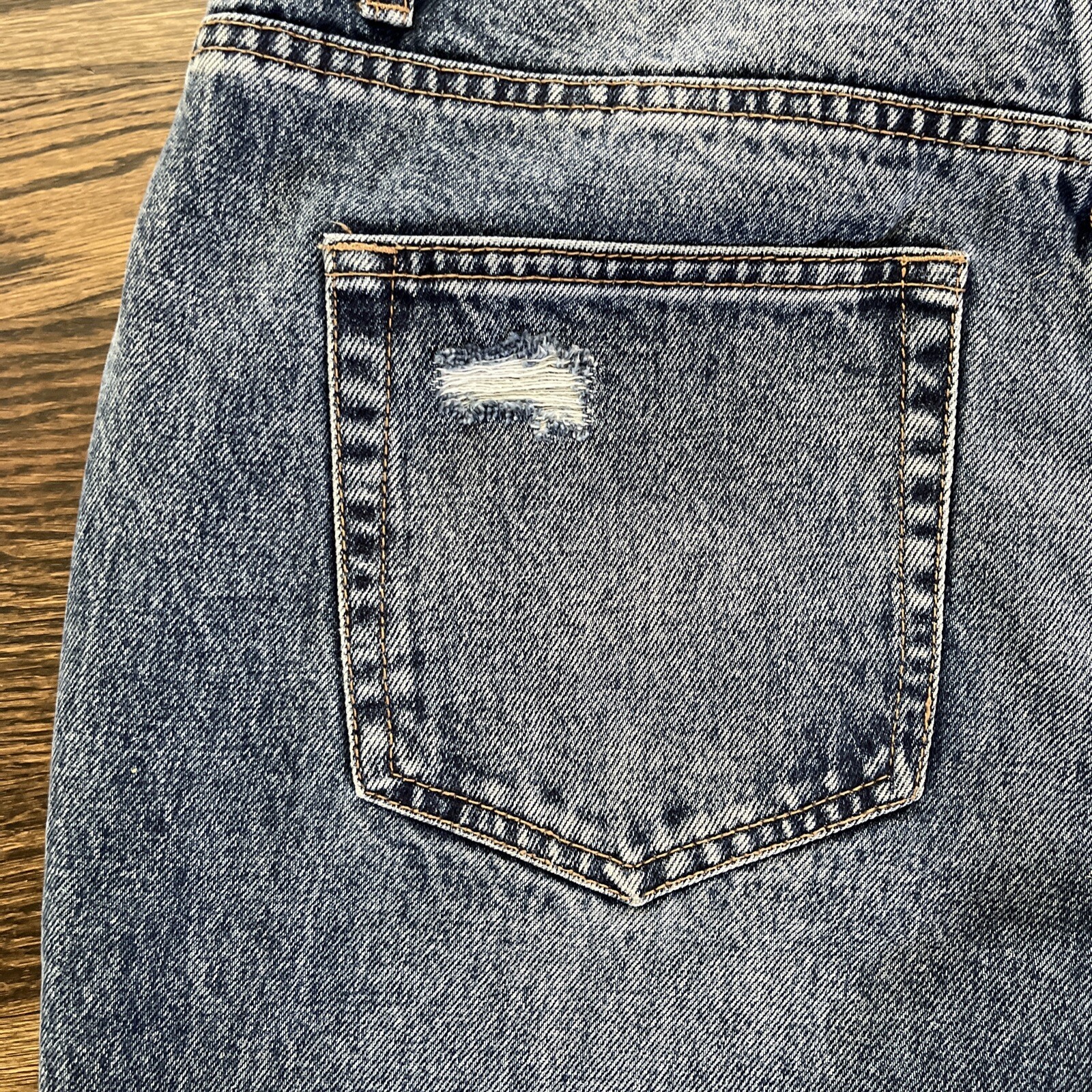 Bridge by Gly Denim Blue Jeans Distressed High Rise Mom Fit 33 X 30