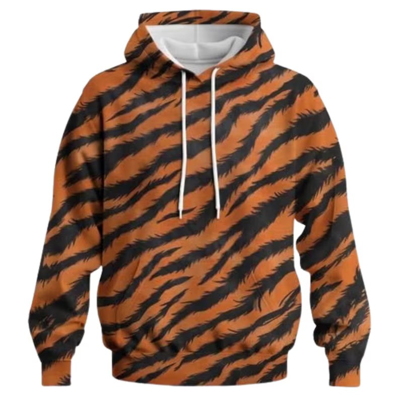 Tiger Stripe Orange Black Animal Pattern Unisex 3D Hoodie Top