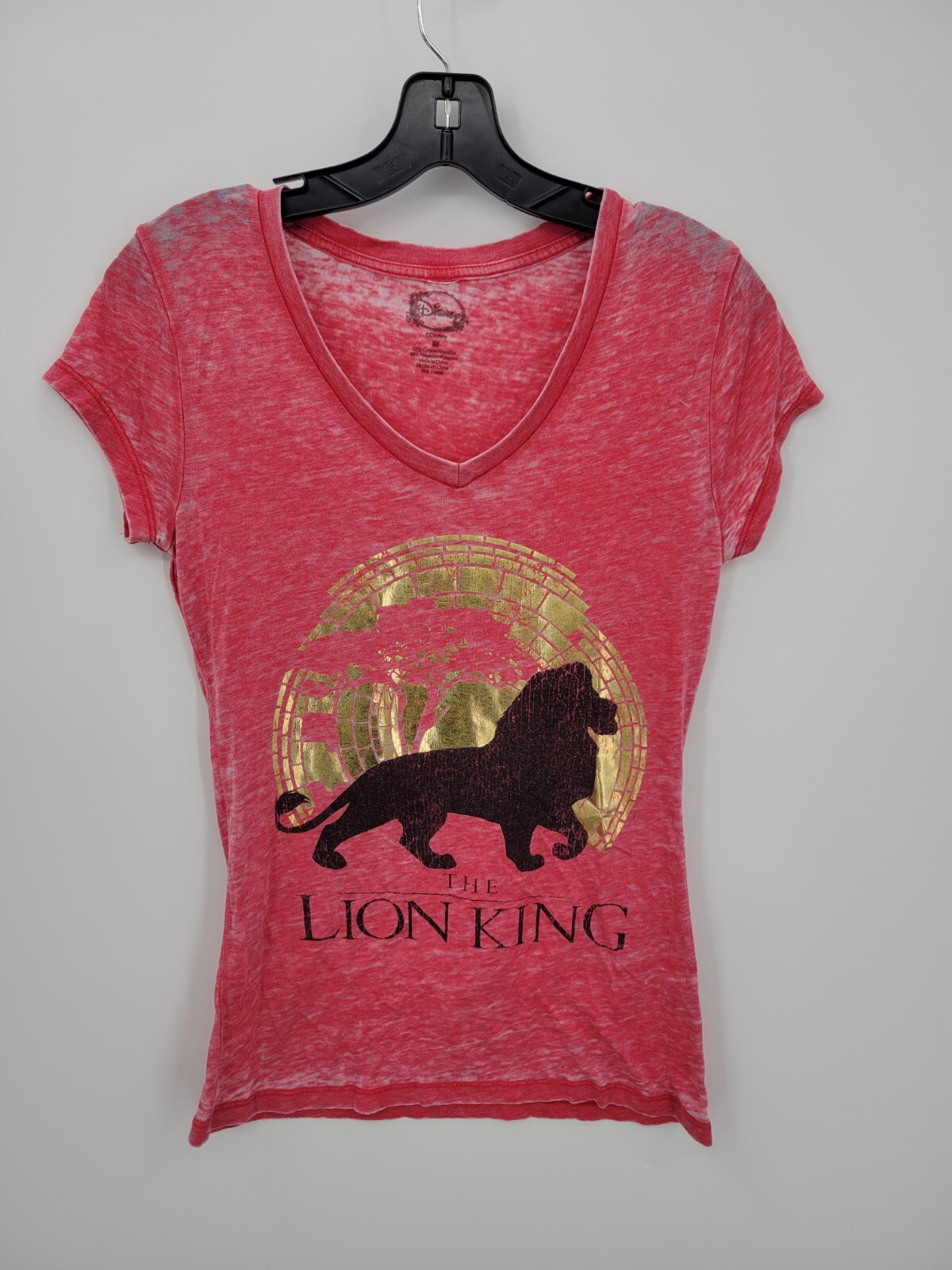The Lion King Disney Top Womens Medium Red Burnout Logo Short Sleeve Graphic