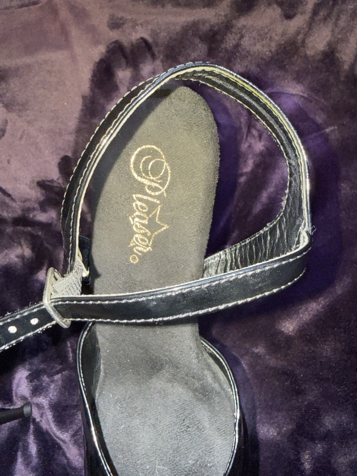 Pleaser Flamingo-809 Ankle Strap Platform Sandal Heel Black Patent Size 13