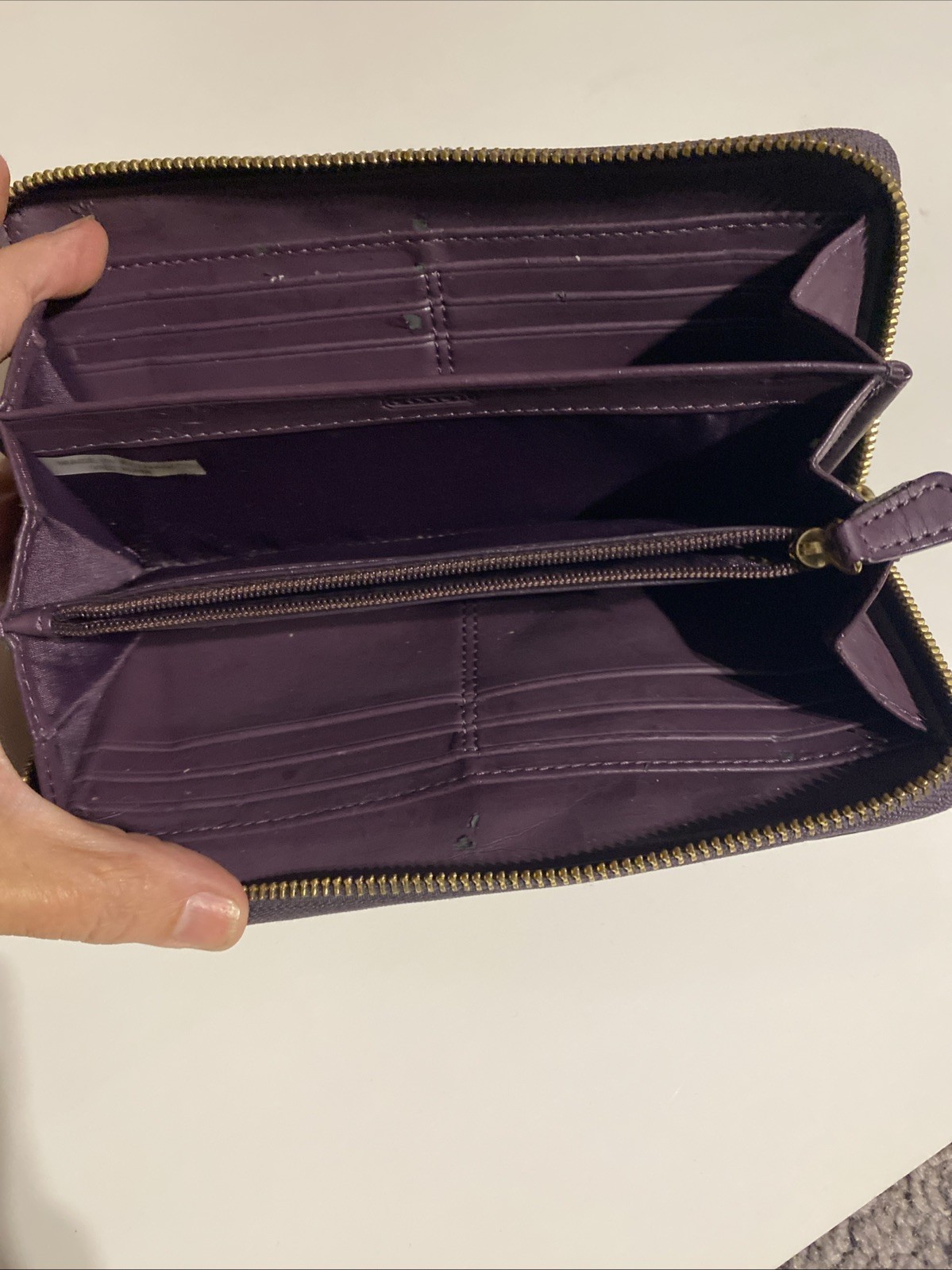 Coach Wallet Purple Snakeskin Zip Up