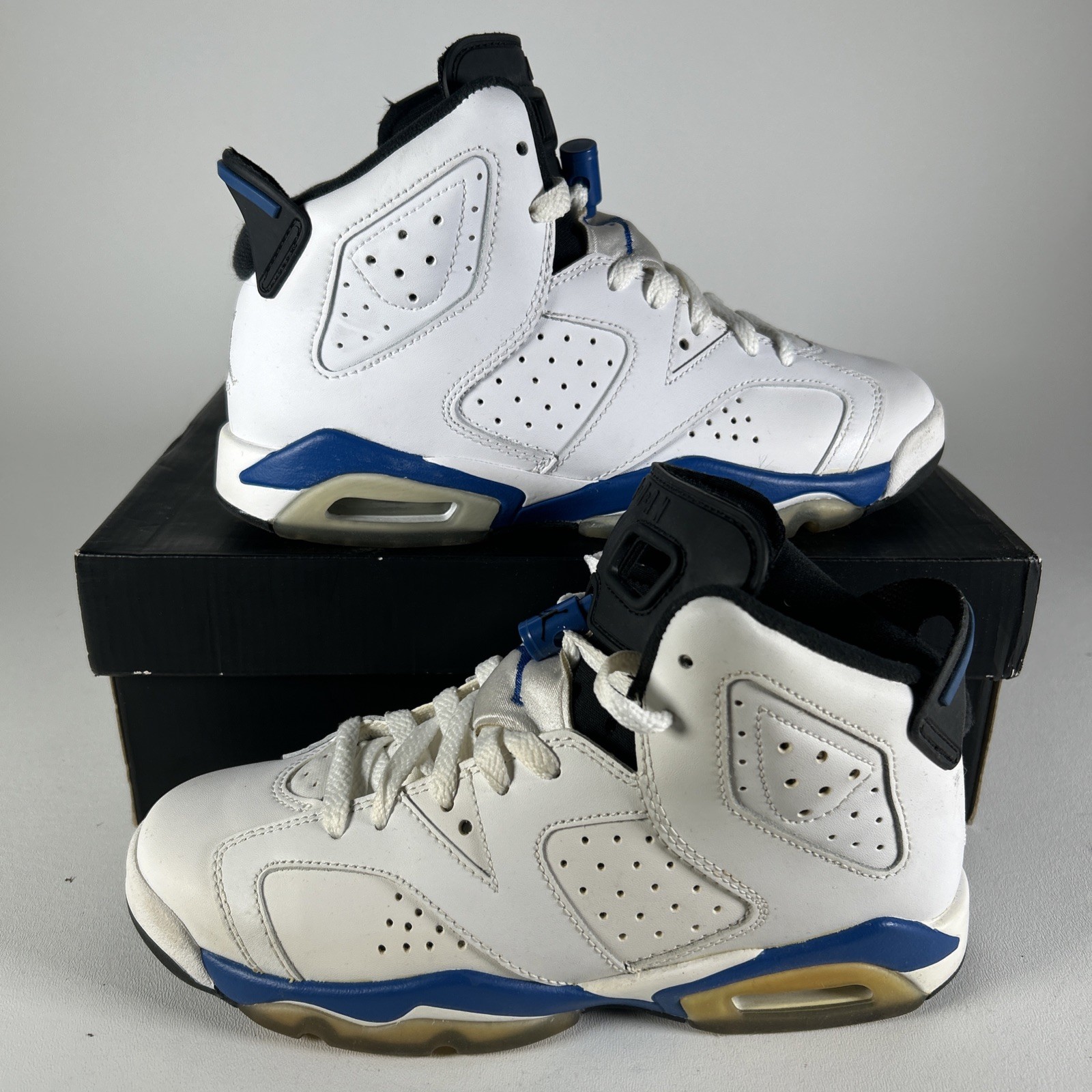 2014 Nike Air Jordan 6 Retro Og BG Size 5 Youth 5Y Sport Blue 384-665107 Vintage
