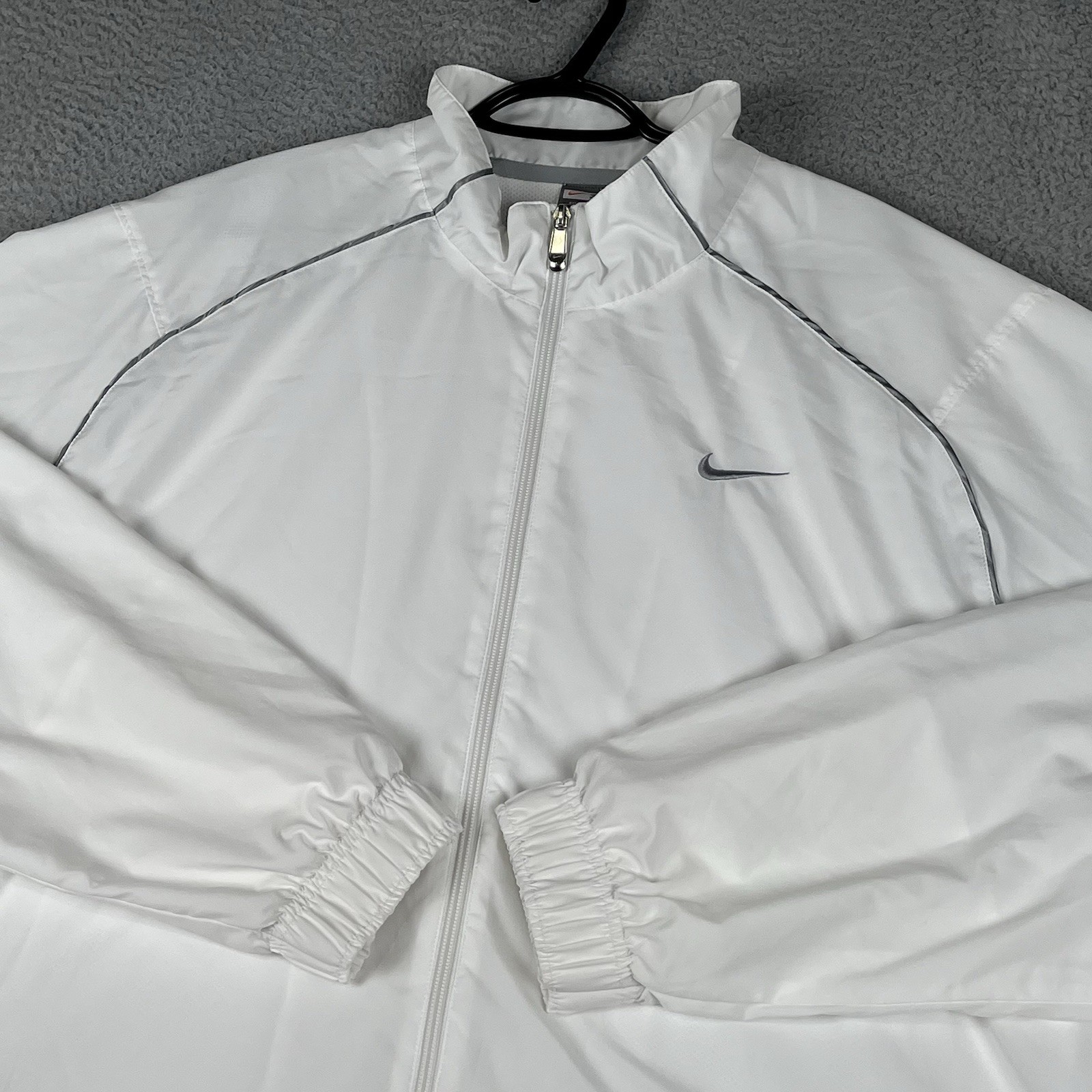 VTG Nike Jacket Mens 3XL White Track Windbreaker Full Zip Y2K Lined Lightweight