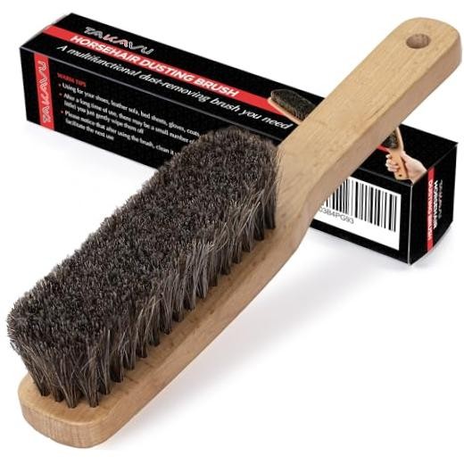 10.2in Horsehair Hat & Shoe Brush, Long Handle Felt Cleaner | Soft Bristle