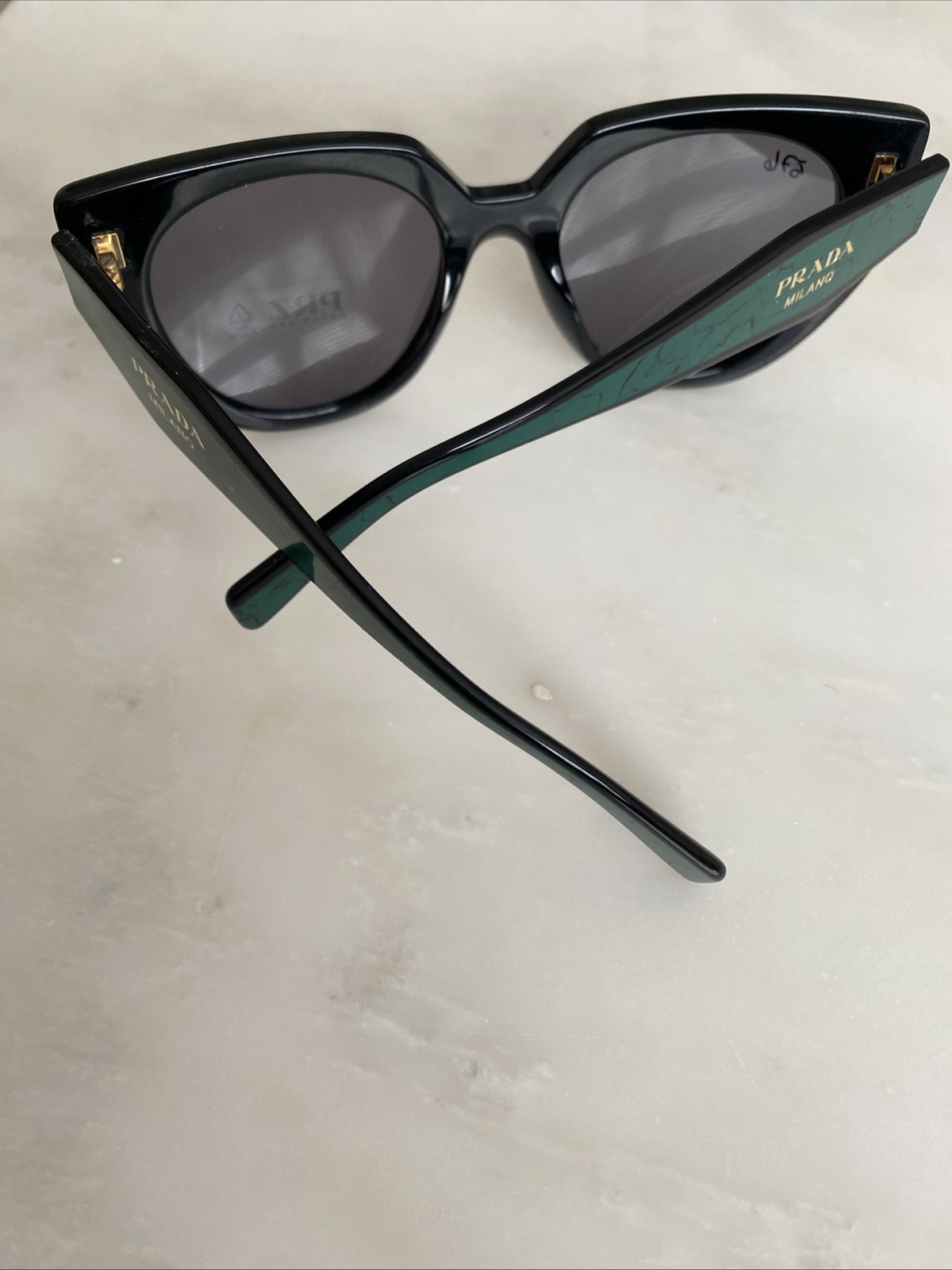 Prada PR 14WS 1AB5Z1 Black – Green 52mm Sunglasses / New / Polarized Lens