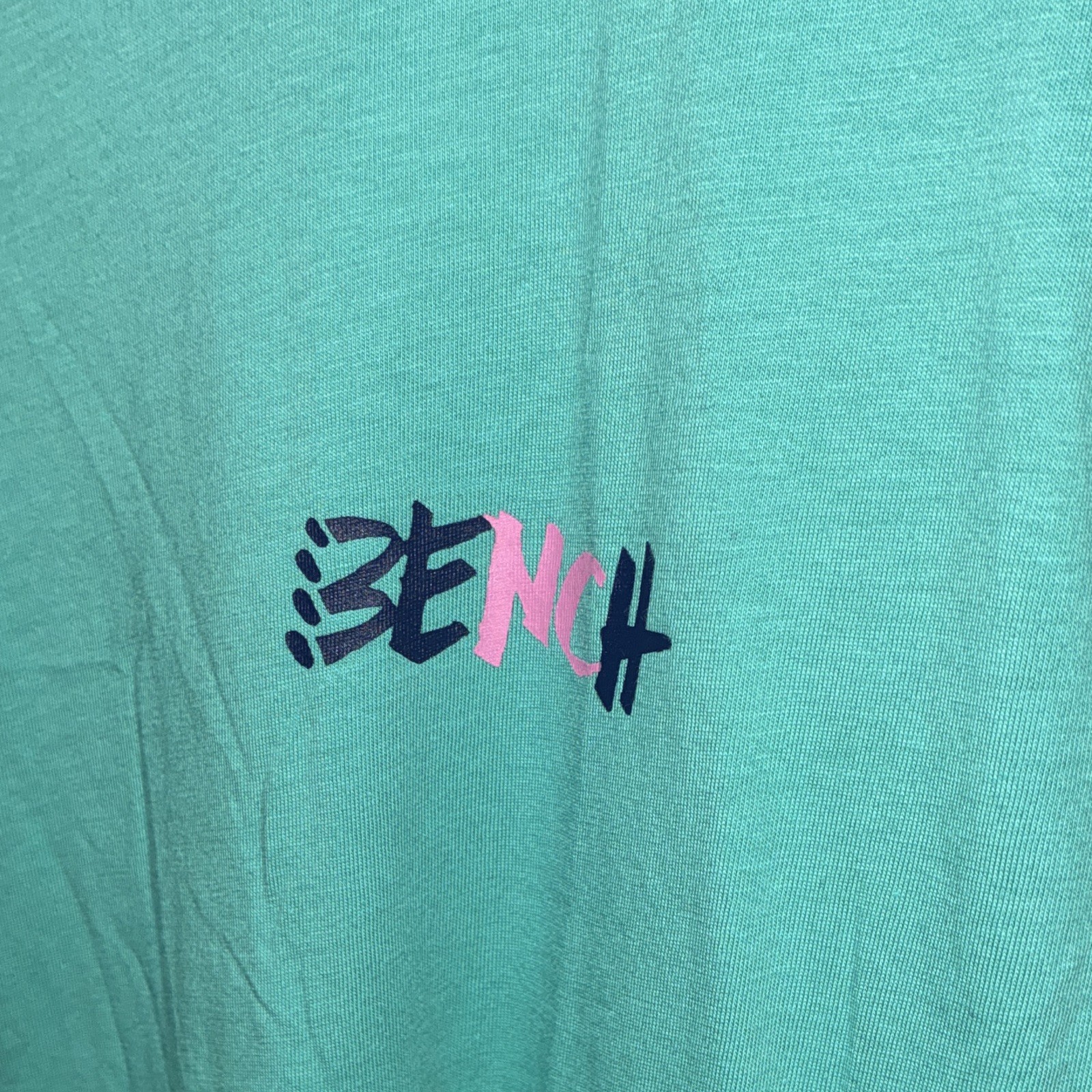2 Bench Men’s Sz. S Crew Neck Short Sleeve Graphic Logo Tee Blue & Green NWT