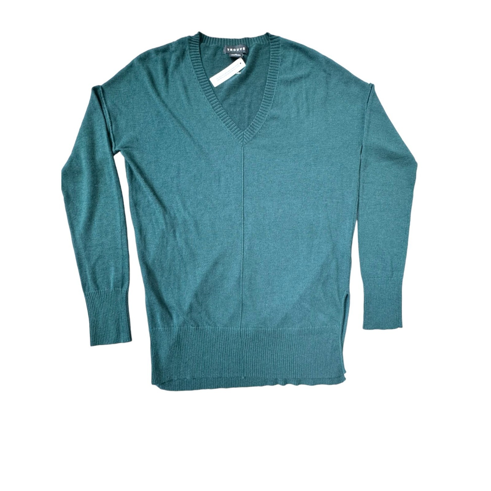 Trouvé Womens XS V-Neck Sweater Teal Cashmere Blend