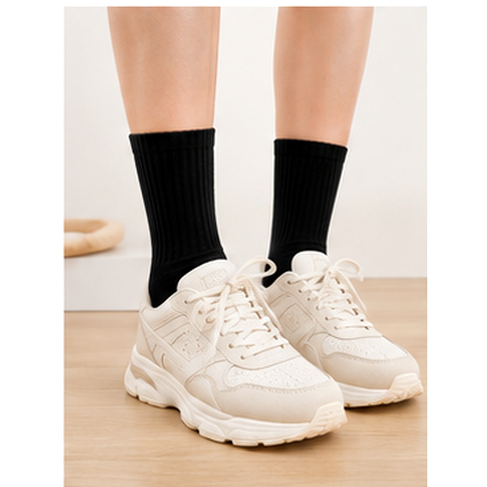 Women High Rib Crew Socks 10 Pairs Cotton Cushioned Odor Free Athletic Casual