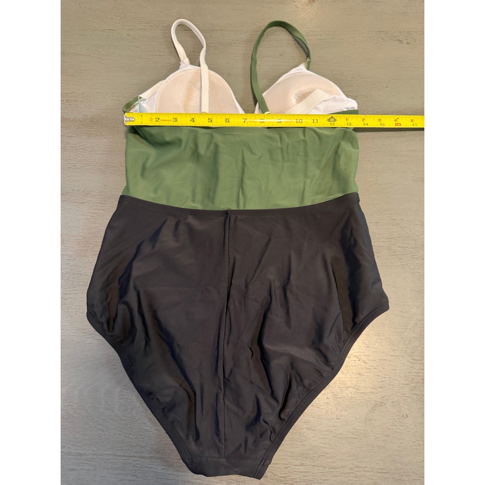 Kona Sol Womens Colorblock Wrap One Piece Swimsuit Green White Black Size L