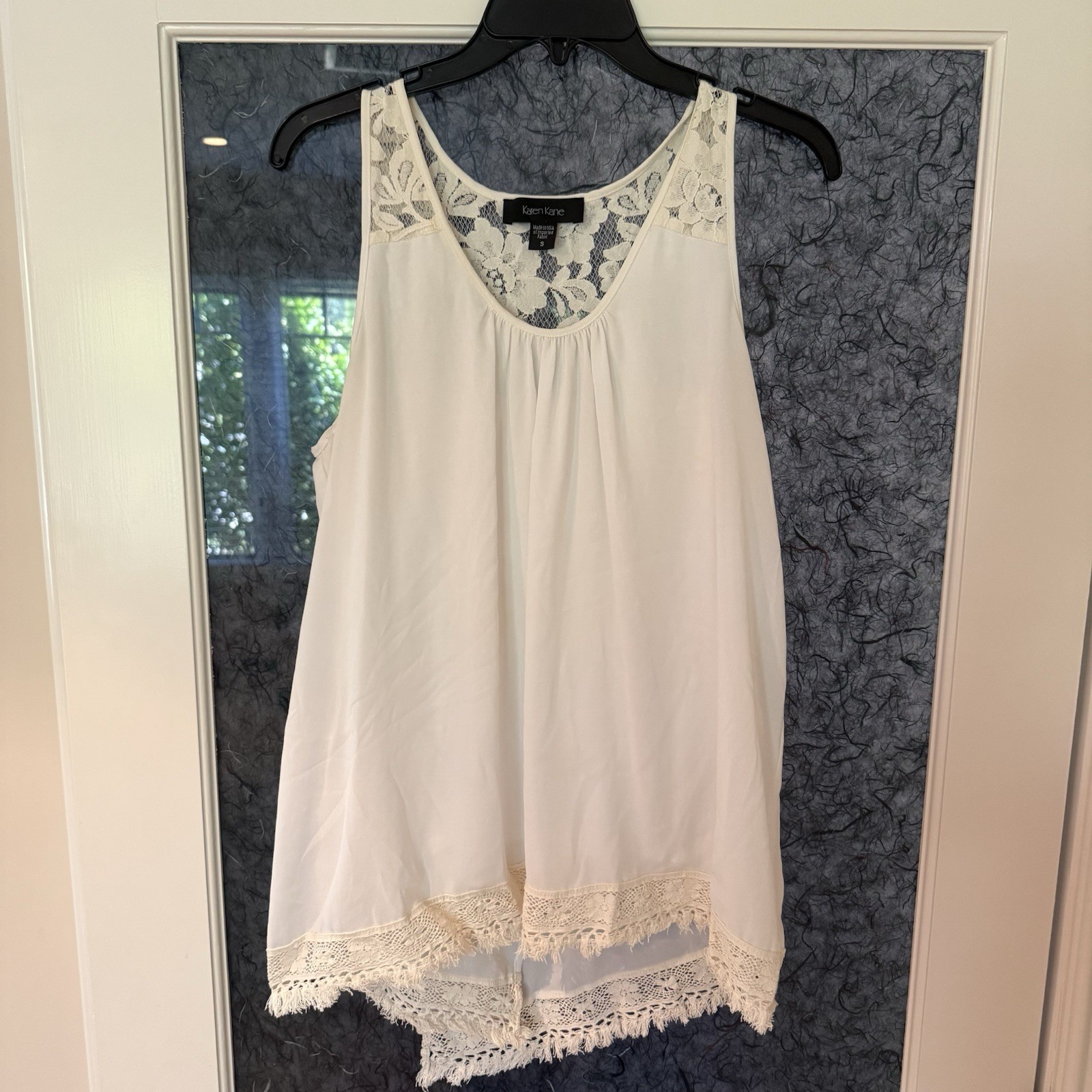 Karen Kane Ivory Lace-Trim Sleeveless Camisole