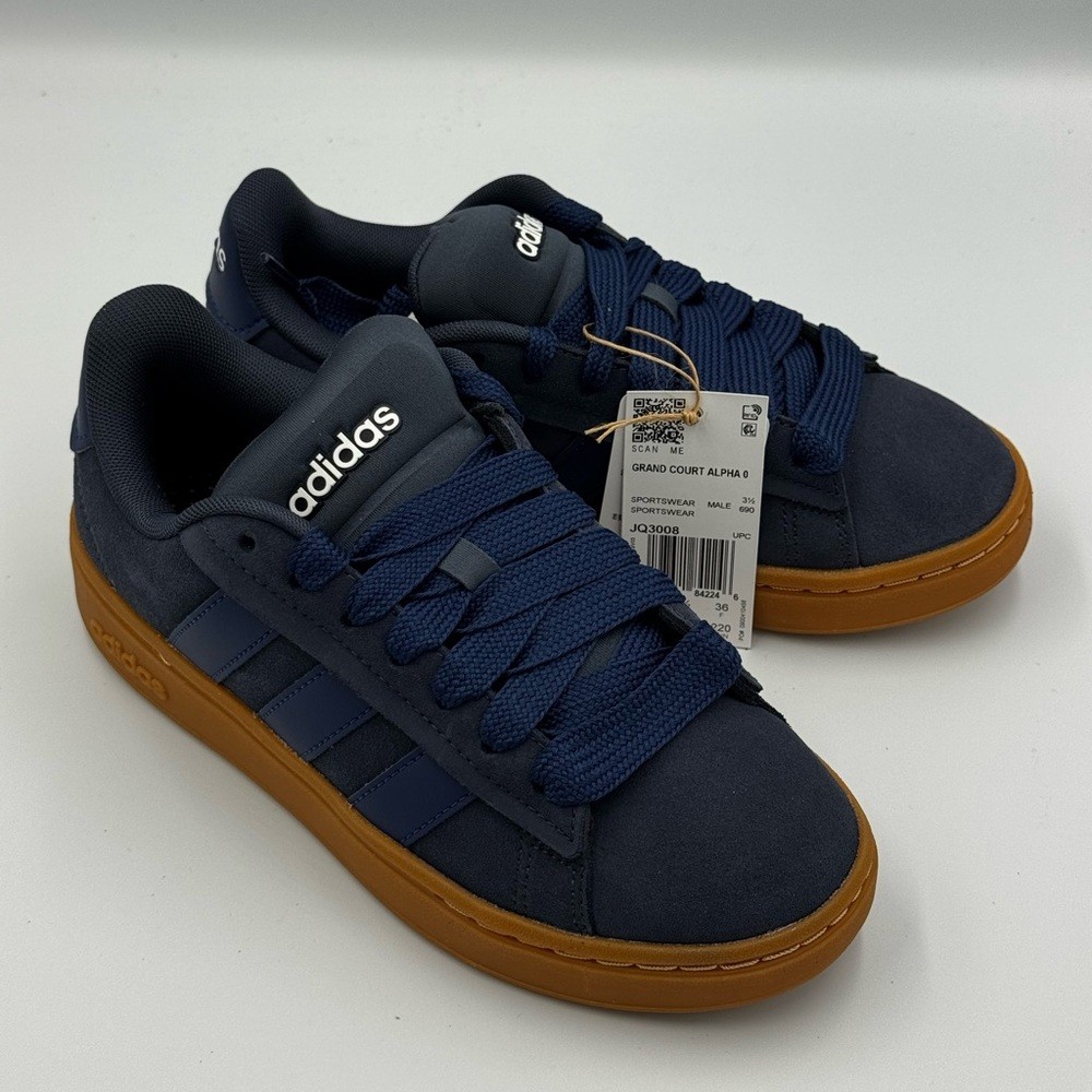 Unisex Adidas Grand Court Alpha Youth Sneakers Navy Gum Size 4