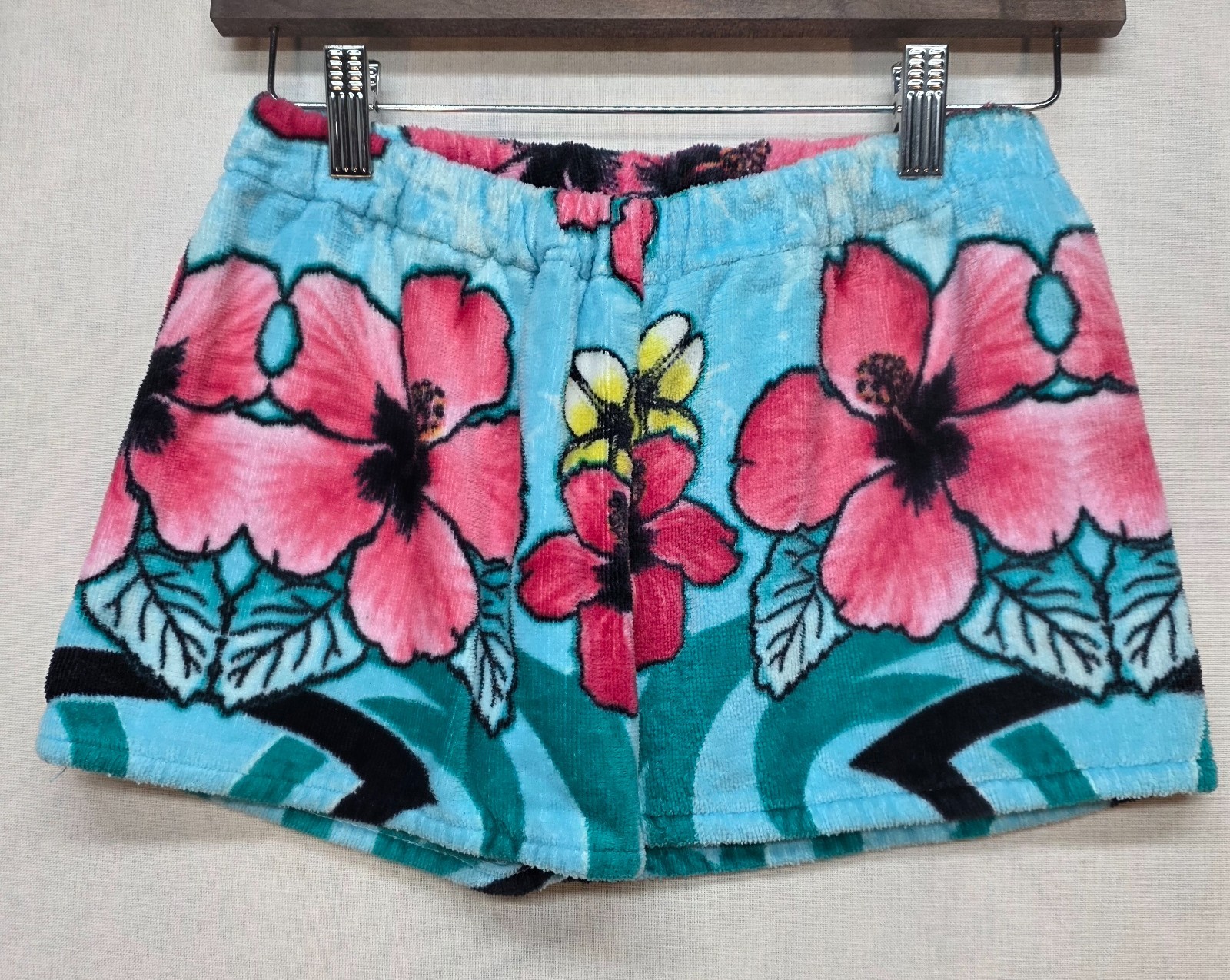 KiKi’s Nation Tropical Floral Hibiscus Terry Cloth Towel Kids Shorts Sz Medium