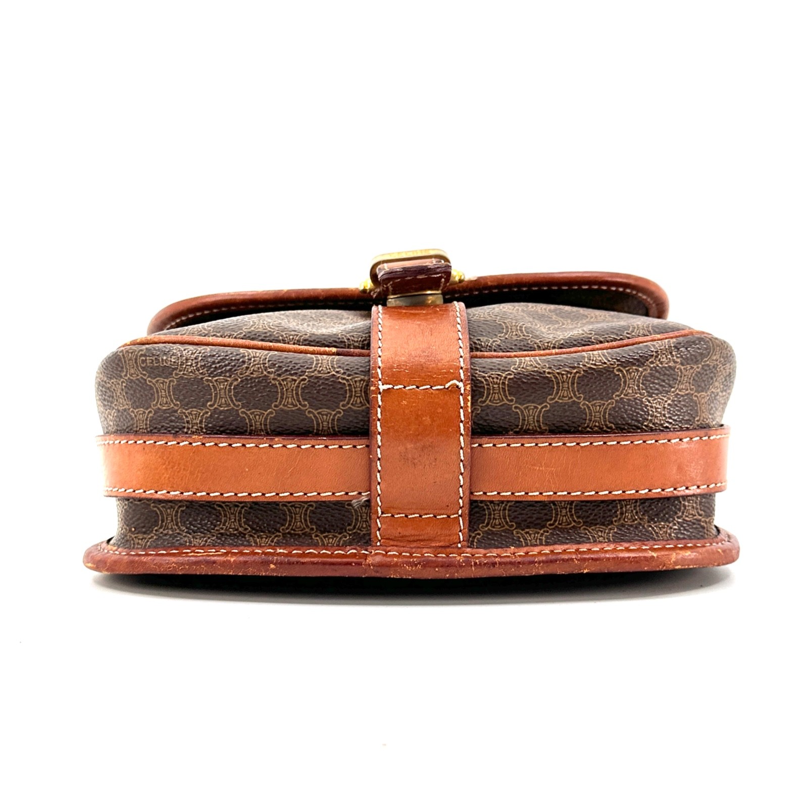 Vintage Celine Macadam Shoulder Bag Crossbody PVC Leather Brown