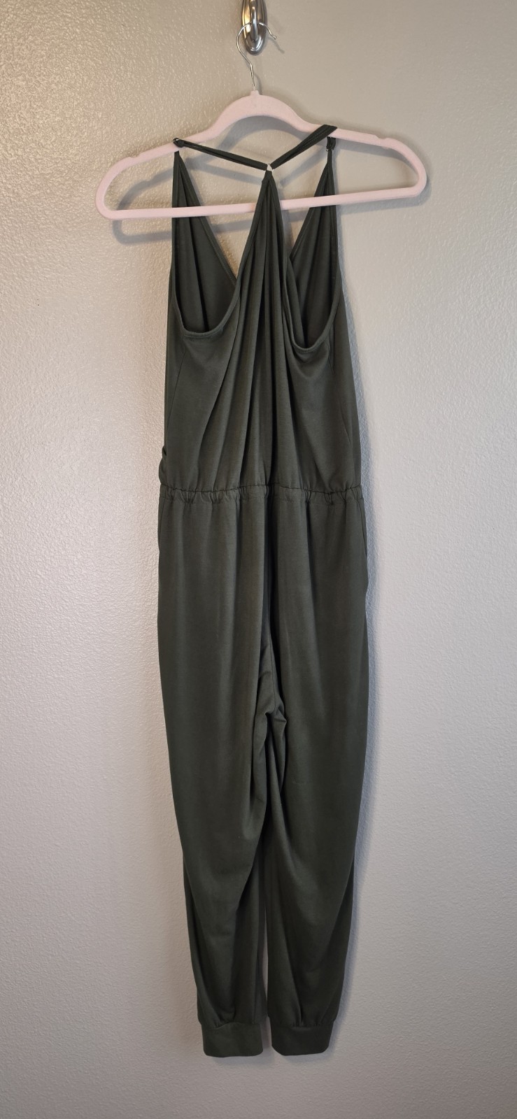 Pretty Garden Olive Green Racerback Tank Drawstring Romper Jumpsuit Jumper