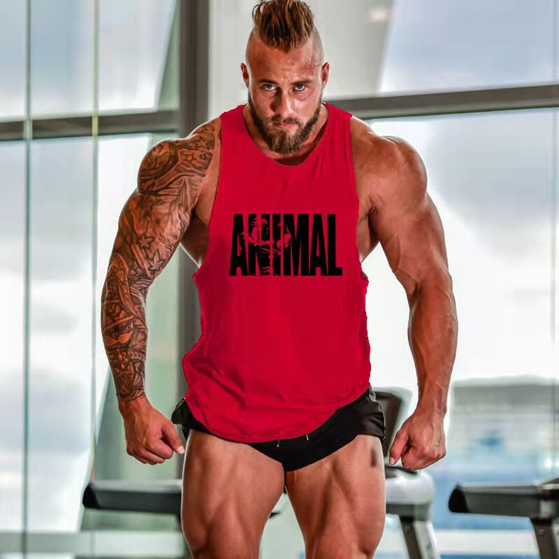 Men’s Gym Workout Printed “ANIMAL” Tank Top VEST Fitness Bodybuilding Stringer