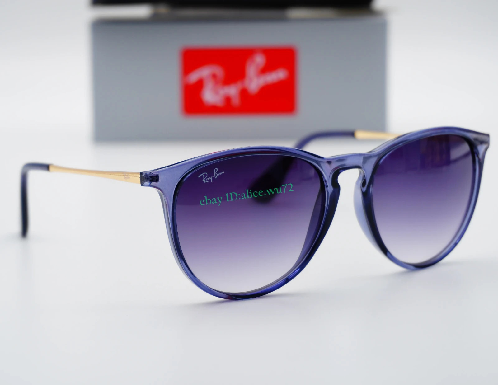 Ray-Ban Erika RB4171 Sunglasses Blue Frame Gray Gradient Lens Unisex 54mm 2N UV