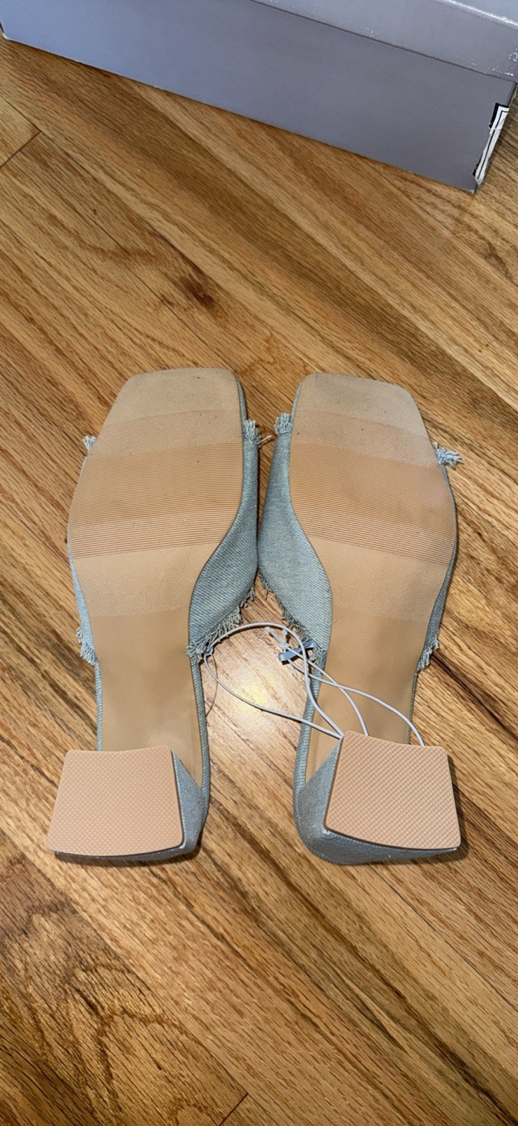 Falls Creek Women’s Denim Fringe Square Toe Slip-On Mule Sandals US 8 Medium
