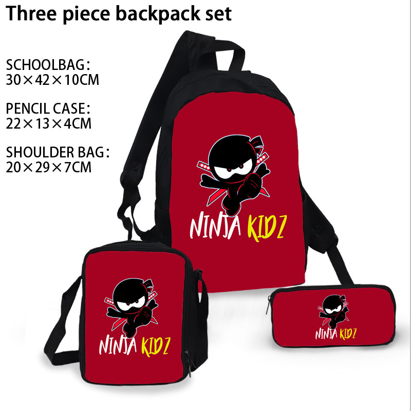 3pcs Set Ninja Kidz School Backpack Shoulder Bags Pencil Case Bag set kids bags