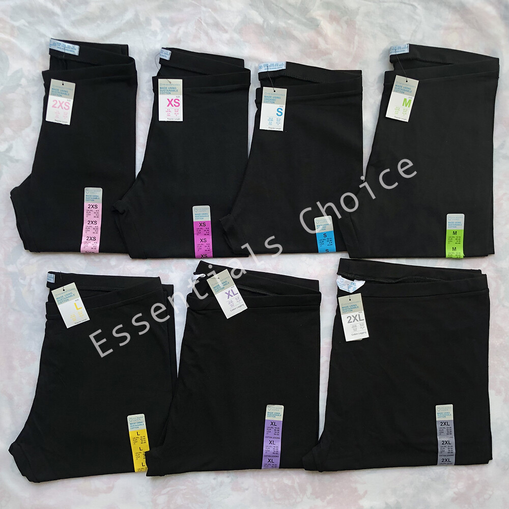 PRIMARK LADIES IMPROVED QUALITY COTTON LEGGINGS BLACK NAVY GREY 2XS TO 2XL BNWT