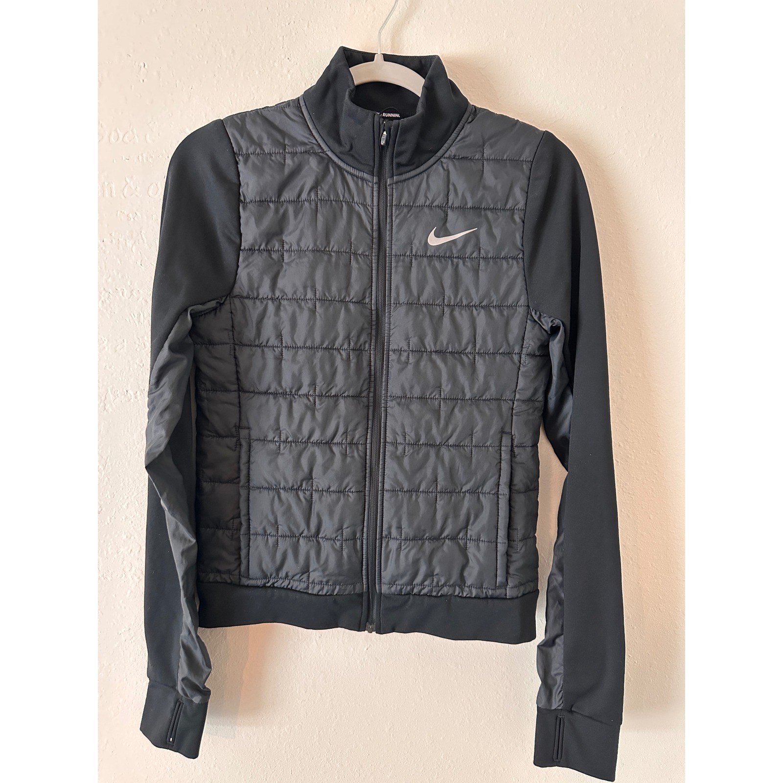 Nike Running Therma-FIT Quilted Puffer Full Zip Black Jacket Womens XS