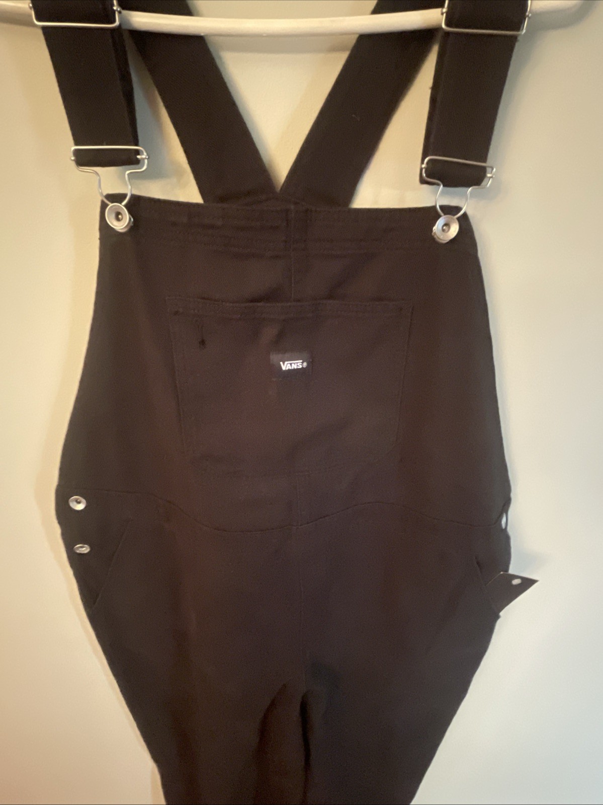 VANS Sirelle Overalls Black Cotton Relaxed Fit Women’s Size Medium M NEW