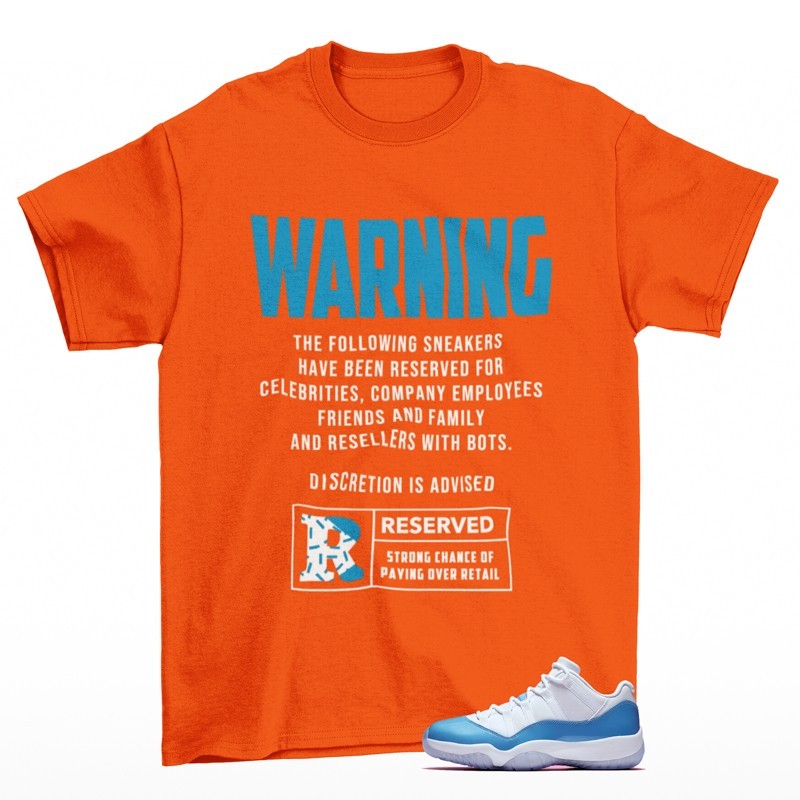 Reserved Shirt Orange to Match Jordan 11 Low University Blue FV5104-100