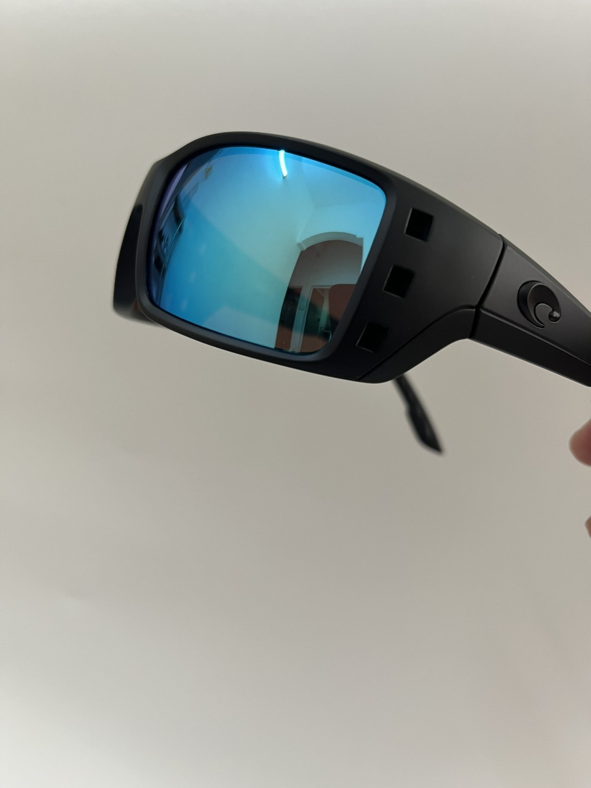 Costa COSTA 089 Men’s Wrap Sunglasses Black Frame Blue Mirrored 100% UV 580p