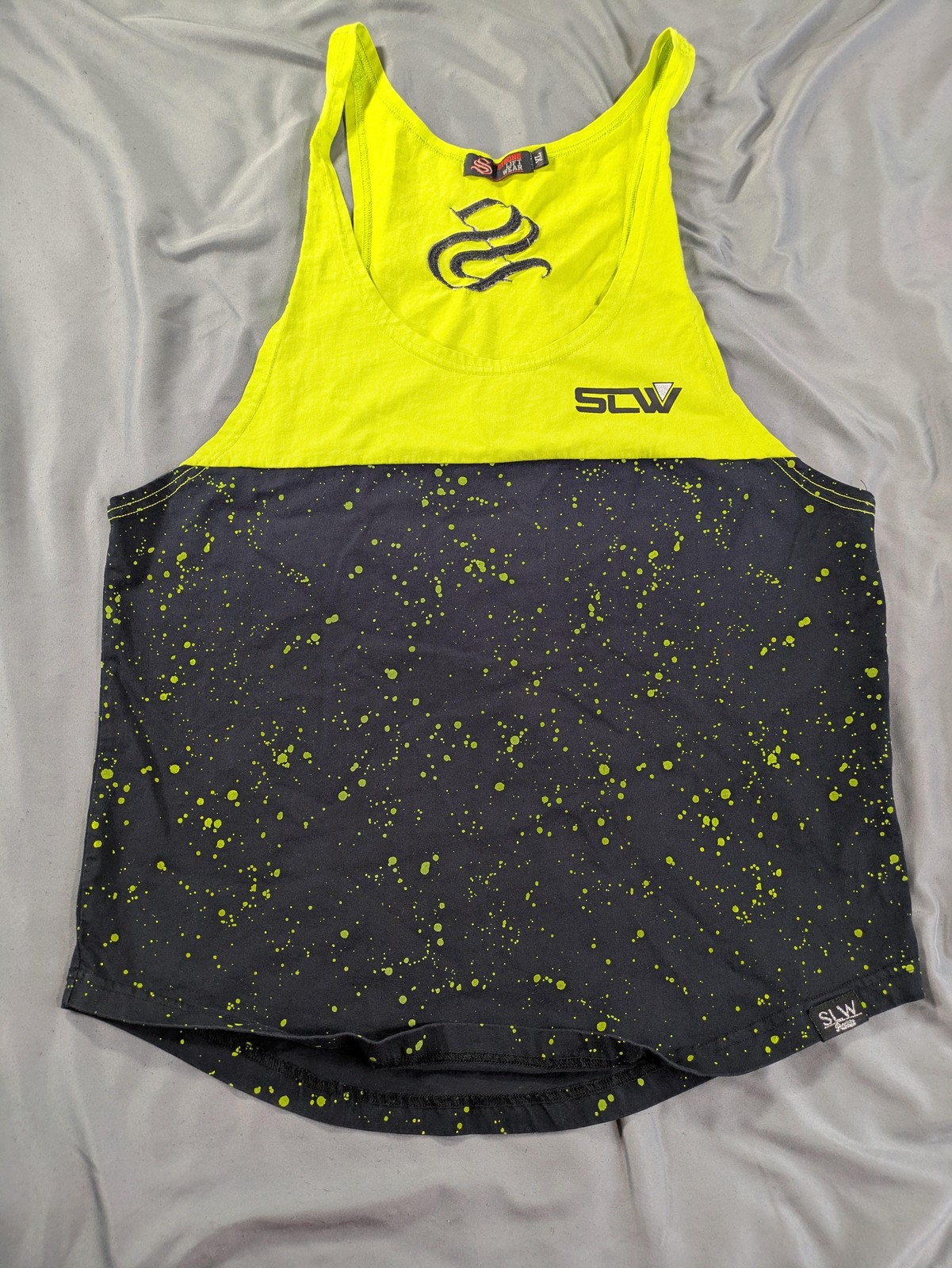 Strong Lift Wear Shirt Mens XL Black Yellow Tank Top Stringer SLW Workout Gym