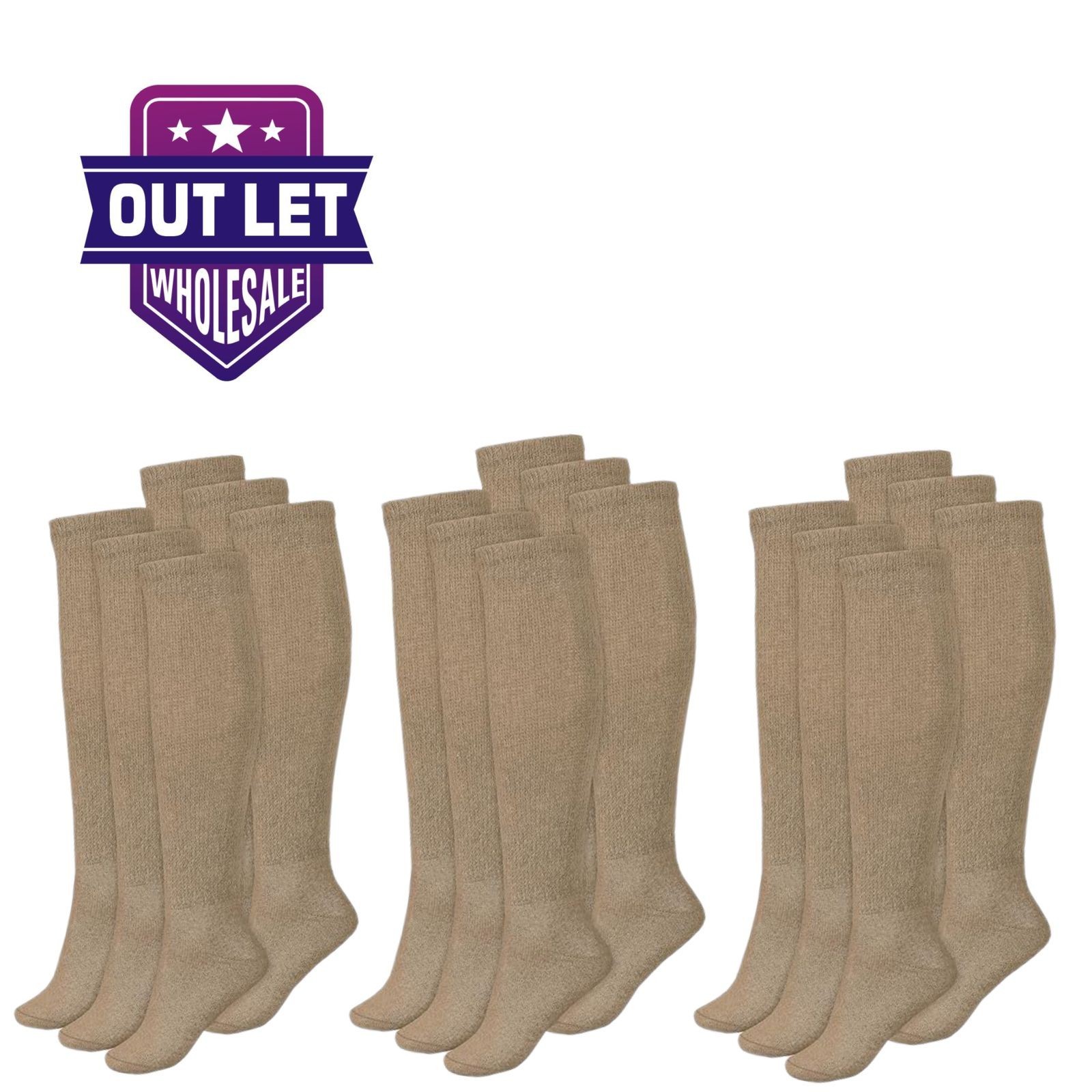 12 Pairs Men Diabetic Over the Calf Socks Knee High Compression 10-13,13-16